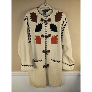 Vintage I.B. Diffusion Womens 1993 Mohair Wool Fall Leaf Cardigan Sweater Coat M